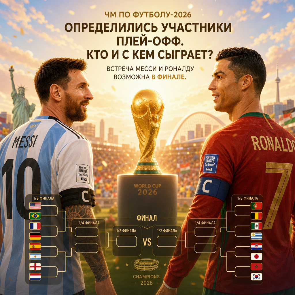 Спорт ЧМ по футболу-2026На чемпионате мира по футболу определились участники плей-офф. Кто и с кем сыграет? Встреча Месси и Роналду возможна в финале